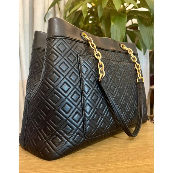 ♦️♦️ TORY BURCH AUTHENTIC BLACK LEATHER FLEMING/ALEXA HANDBAG ♦️♦️ - Picture 5 of 16